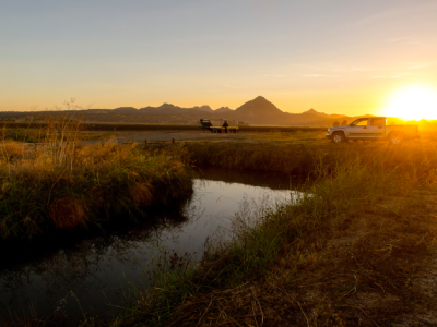 sunset over the rice fields