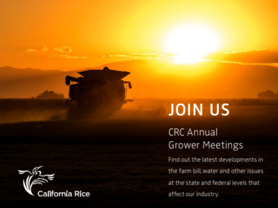 California Rice Commission Annual Grower Meetings to be held in late January